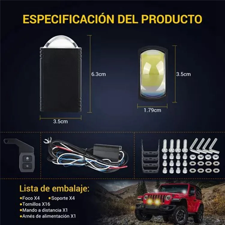 4 in 1 IP68 Waterproof LED Headlight for Motorcycle Strobe Lamp with Remote Control