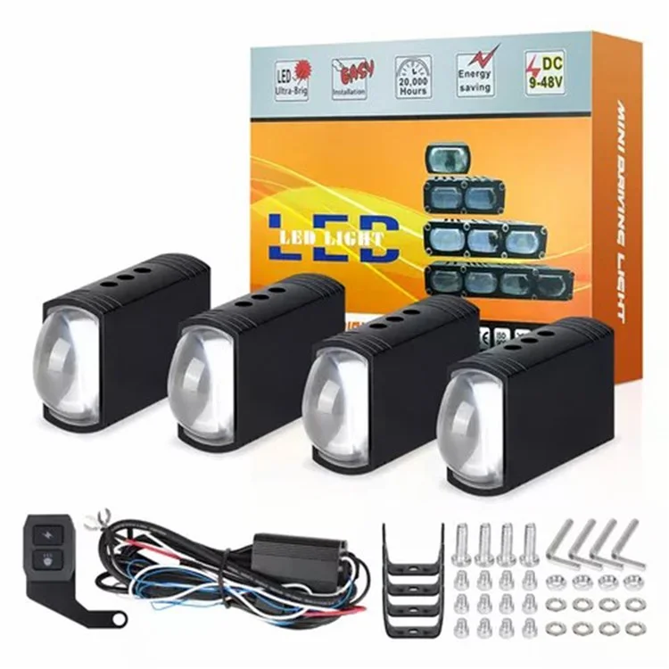 4 in 1 IP68 Waterproof LED Headlight for Motorcycle Strobe Lamp with Remote Control