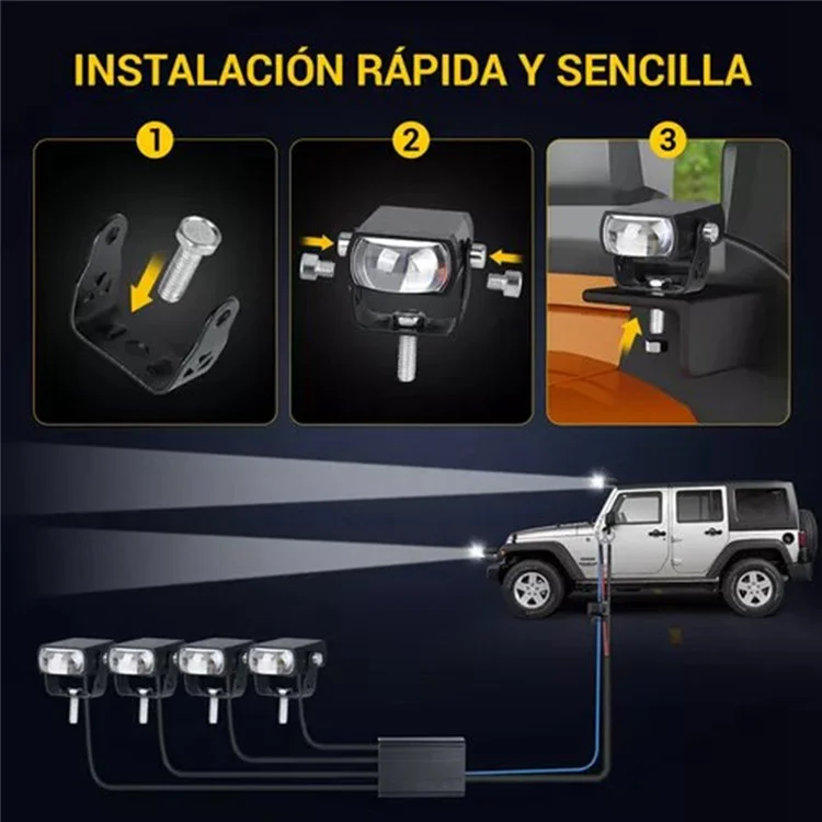 4 in 1 IP68 Waterproof LED Headlight for Motorcycle Strobe Lamp with Remote Control