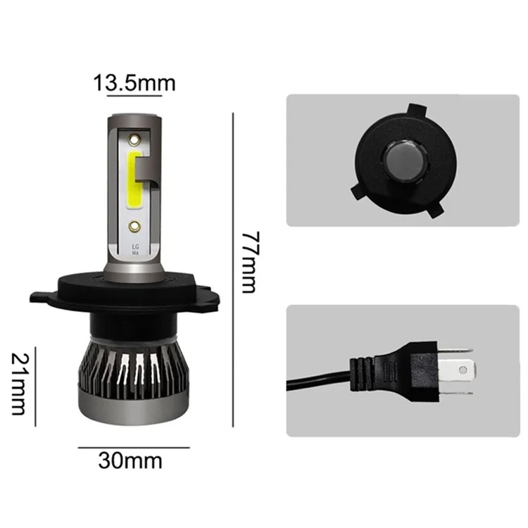 2Pcs H4 LED Headlight 360 Degree Illumination 120W 6000K High Low Beam Car Fog Lamp