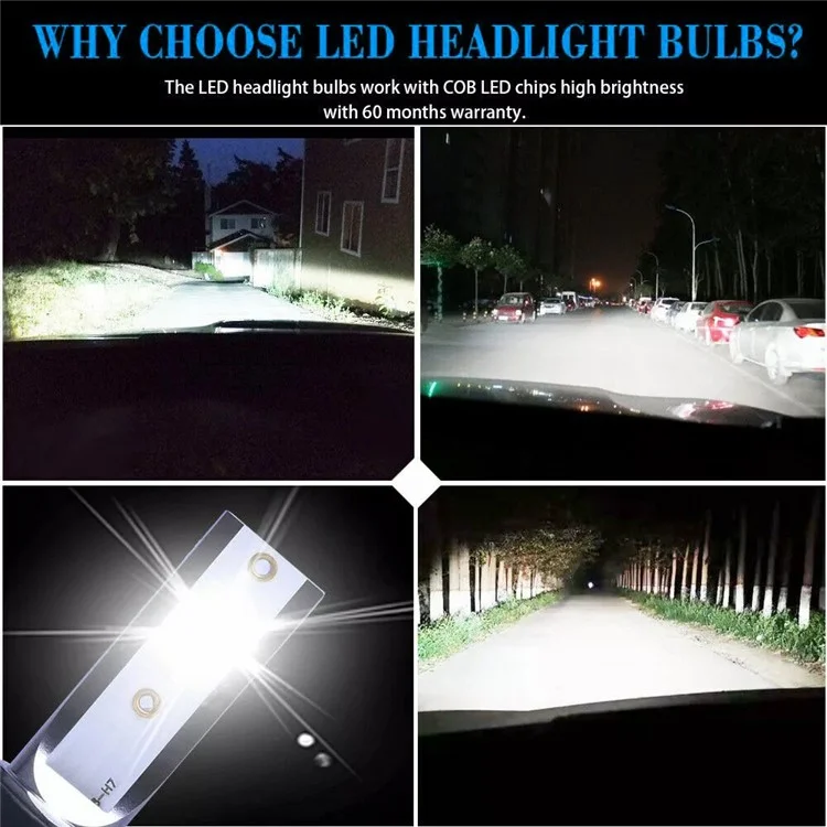 2Pcs H4 LED Headlight 360 Degree Illumination 120W 6000K High Low Beam Car Fog Lamp