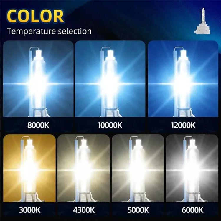 2Pcs D1S Car Headlight 8000K High Brightness IP68 Waterproof Xenon Bulb HID Lamp