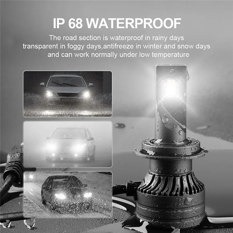 FV7 2 pièces phares LED H4 120W 6000K Faisceau de route et de croisement étanche Lampe avant de voiture