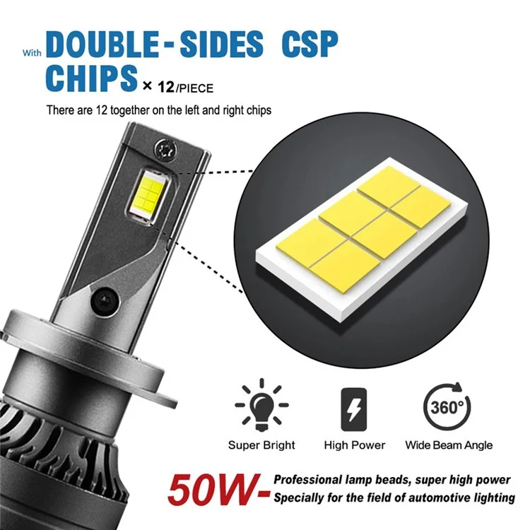 FV7 2 fari a LED da 120 W 6000 K con fascio alto e basso impermeabili Lampada per guida anteriore auto - H7