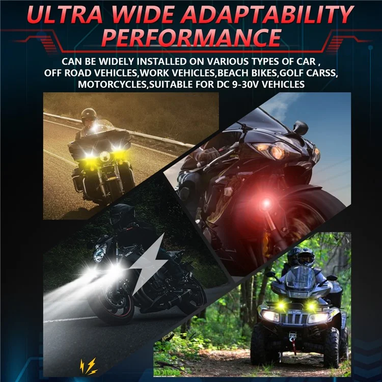 1 Pair Motorcycle LED Spotlight 180W Flashing  Lamp for Motorbike Electric Vehicle Modification - Red Light