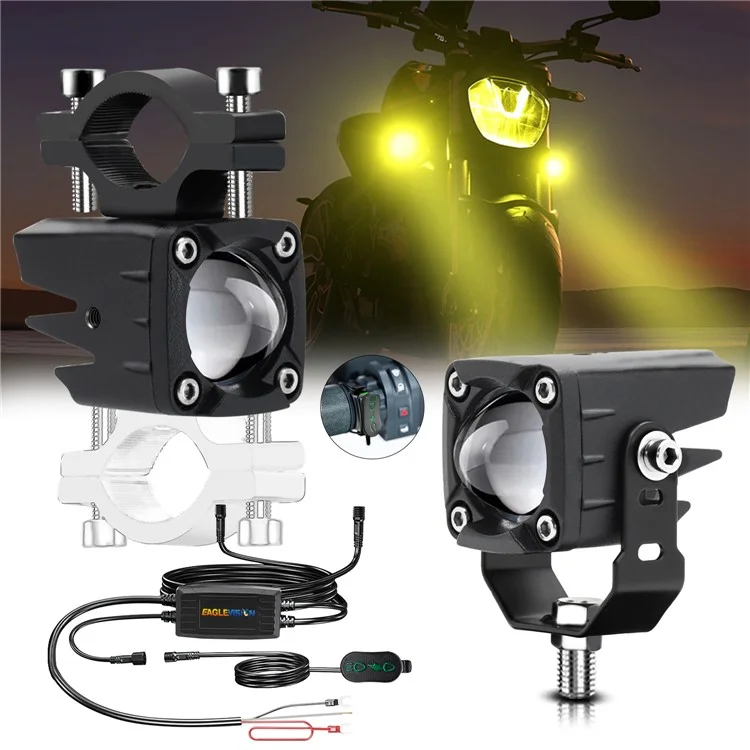 1 Pair Motorcycle LED Spotlight 180W Flashing  Lamp for Motorbike Electric Vehicle Modification - Red Light