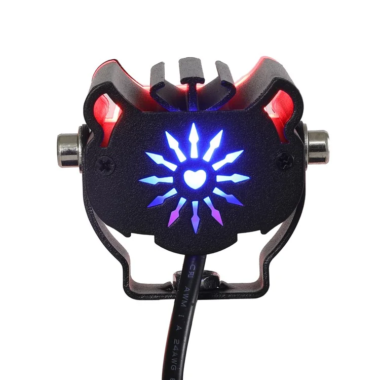 12 - 48V Motorcycle Spotlight Waterproof Aluminum Shell Red Blue Strobe Headlight