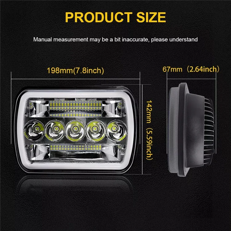 45W 5.59 x 7.8 inch Square LED Headlight Yellow White Dual Color for 6 x 7 inch Truck Light