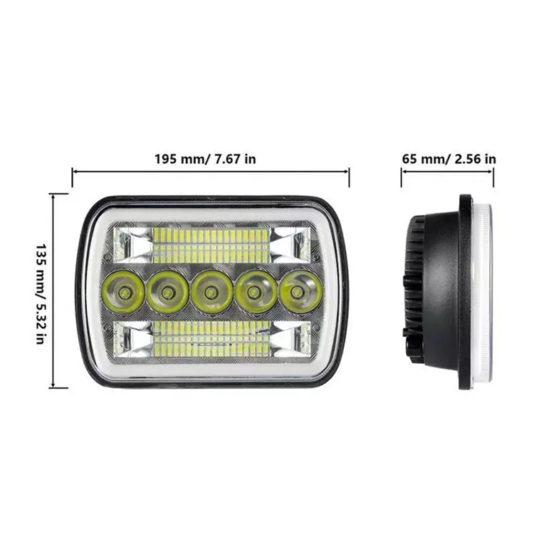 45W 5.59 x 7.8 inch Square LED Headlight Yellow White Dual Color for 6 x 7 inch Truck Light