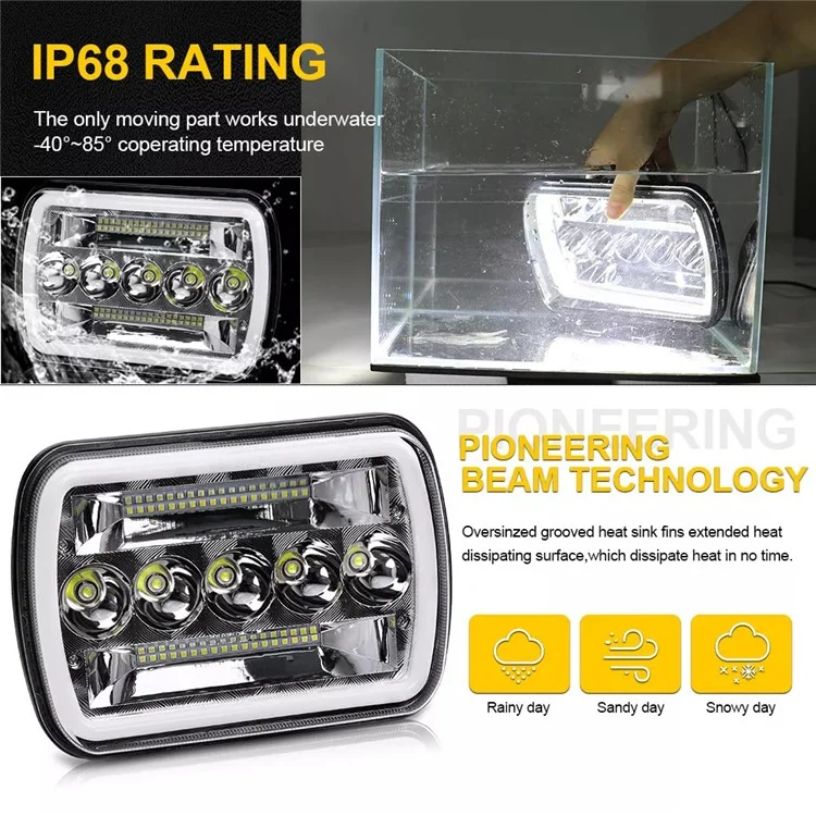 45W 5.59 x 7.8 inch Square LED Headlight Yellow White Dual Color for 6 x 7 inch Truck Light