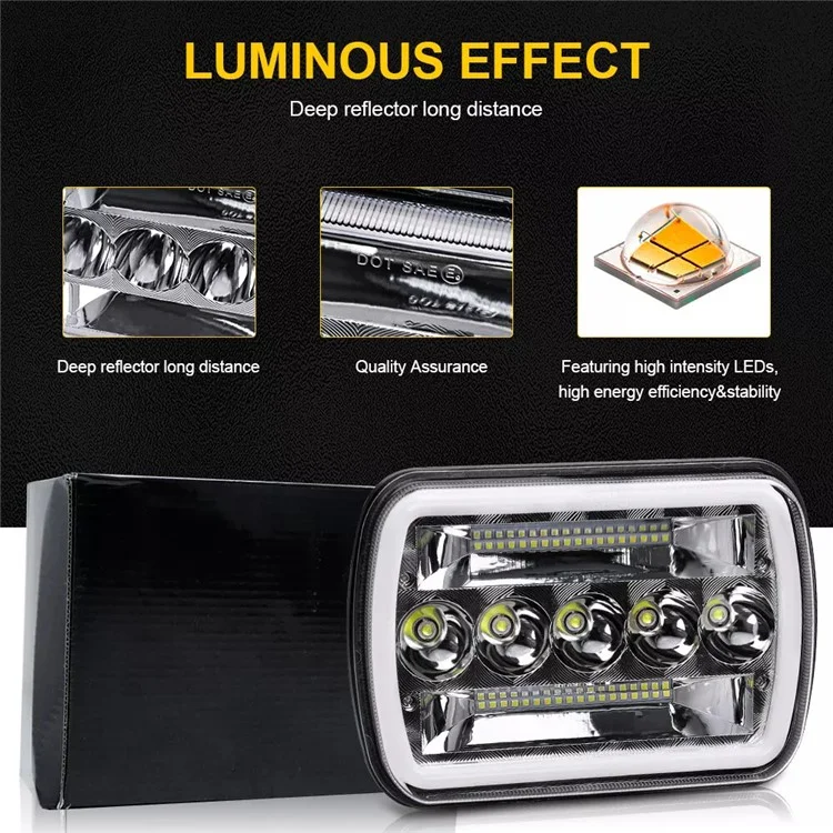 45W 5.59 x 7.8 inch Square LED Headlight Yellow White Dual Color for 6 x 7 inch Truck Light
