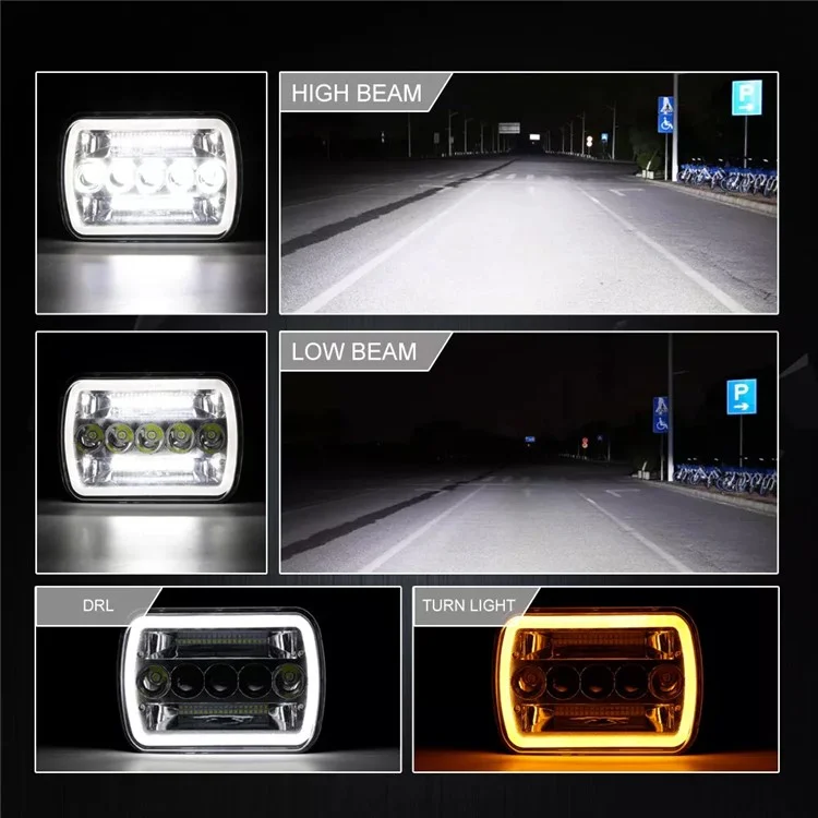 45W 5.59 x 7.8 inch Square LED Headlight Yellow White Dual Color for 6 x 7 inch Truck Light