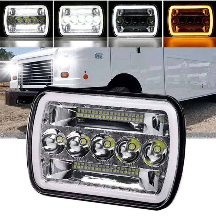 45W 5.59 x 7.8 inch Square LED Headlight Yellow White Dual Color for 6 x 7 inch Truck Light