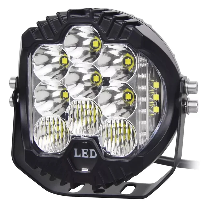 5 Inch Round Spotlight Car Front Bumper Lamp IP67 Waterproof Aluminum Shell LED Floodlight - White Light