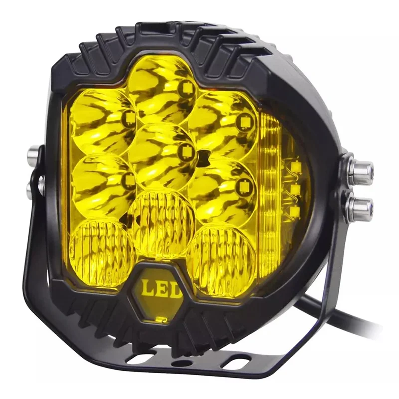 5 Inch Round Spotlight Car Front Bumper Lamp IP67 Waterproof Aluminum Shell LED Floodlight - Yellow Light