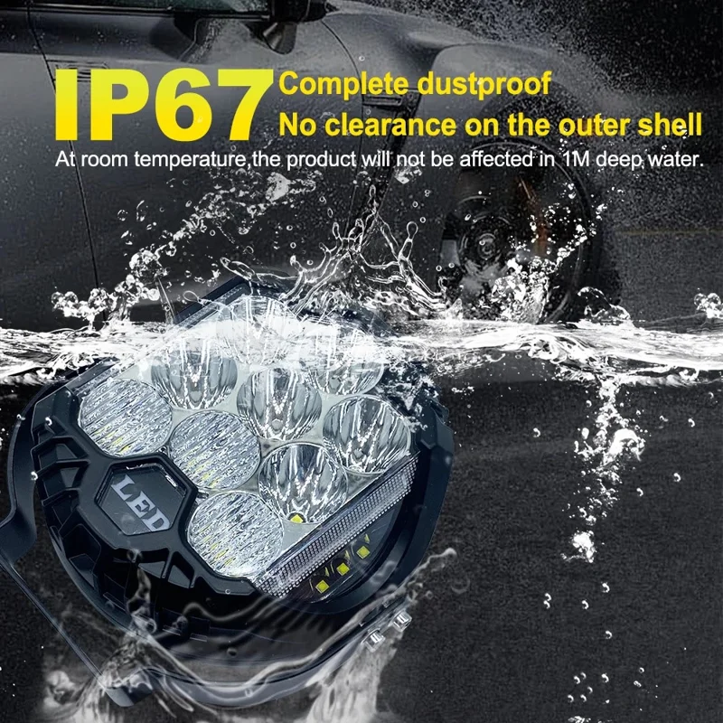 5 Inch Round Spotlight Car Front Bumper Lamp IP67 Waterproof Aluminum Shell LED Floodlight - Yellow Light