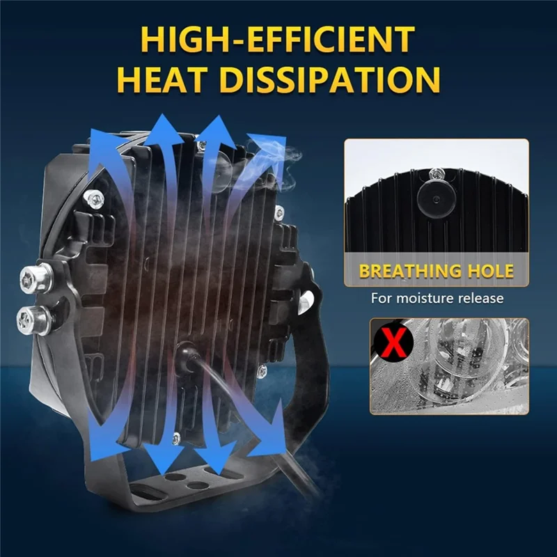 5 Inch Round Spotlight Car Front Bumper Lamp IP67 Waterproof Aluminum Shell LED Floodlight - Yellow Light