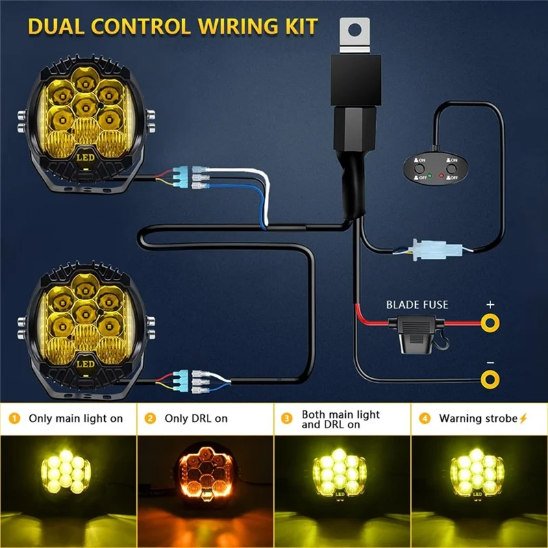 5 Inch Round Spotlight Car Front Bumper Lamp IP67 Waterproof Aluminum Shell LED Floodlight - Yellow Light