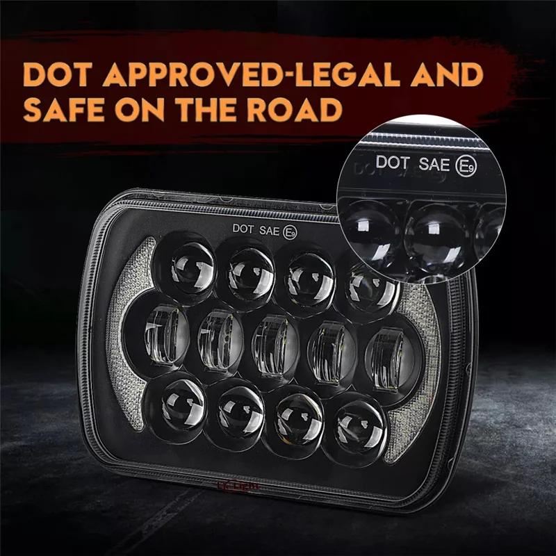 105W hochleistungs-IP67-wasserdichte Hoch-/Abblendscheinwerfer mit quadratischem LED-Licht für Fahrzeuge der Größe 5x7 und 6x7 Zoll.