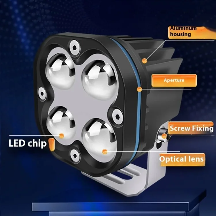 MOFOX 3 Inch LED Auxiliary Light Waterproof 30W High Power Motorcycle ATV Lamp - G2 / with Marquee Light