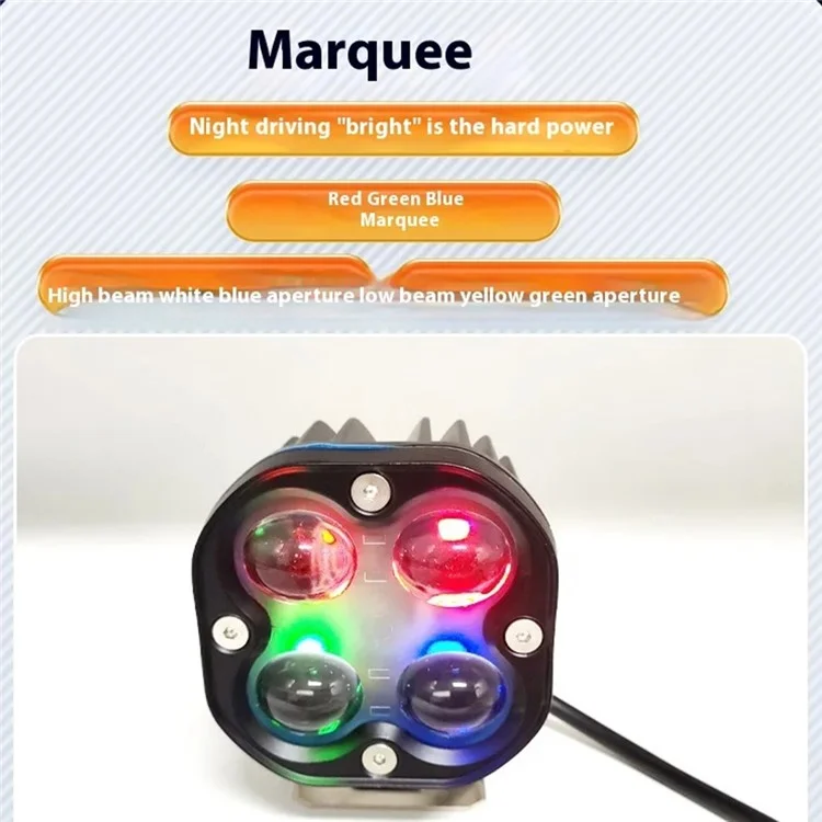 MOFOX 3 Inch LED Auxiliary Light Waterproof 30W High Power Motorcycle ATV Lamp - G2 / with Marquee Light