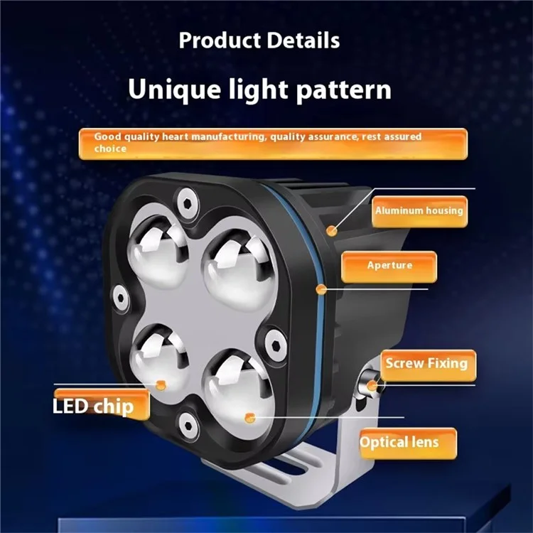 MOFOX 3 Inch LED Auxiliary Light Waterproof 30W High Power Motorcycle ATV Lamp - G2 / with Marquee Light
