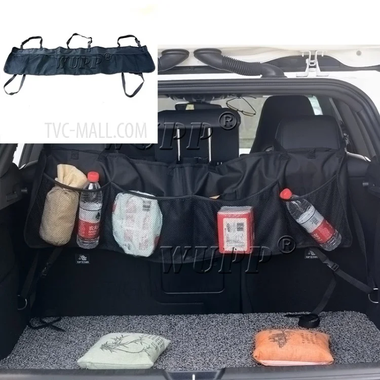 WUPP CS-486A1 Car Rear Seat Back Organizer Auto Trunk Net Mesh Cargo Storage Bag Pocket Cover Stowing Tidying Bag