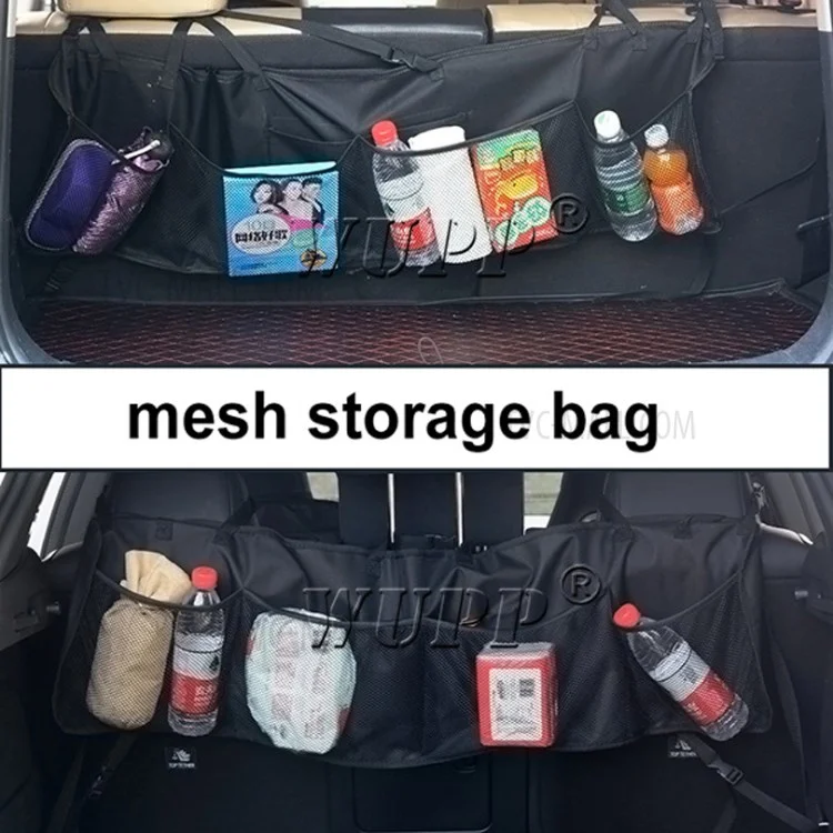 WUPP CS-486A1 Car Rear Seat Back Organizer Auto Trunk Net Mesh Cargo Storage Bag Pocket Cover Stowing Tidying Bag