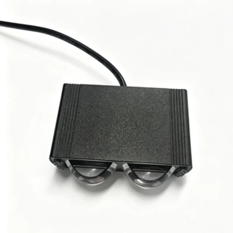 Dual Lens LED Fog Light White + Yellow Light 10W High Low Beam Motorcycle Headlight - Black