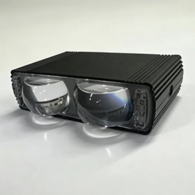 Dual Lens LED Fog Light White + Yellow Light 10W High Low Beam Motorcycle Headlight - Black