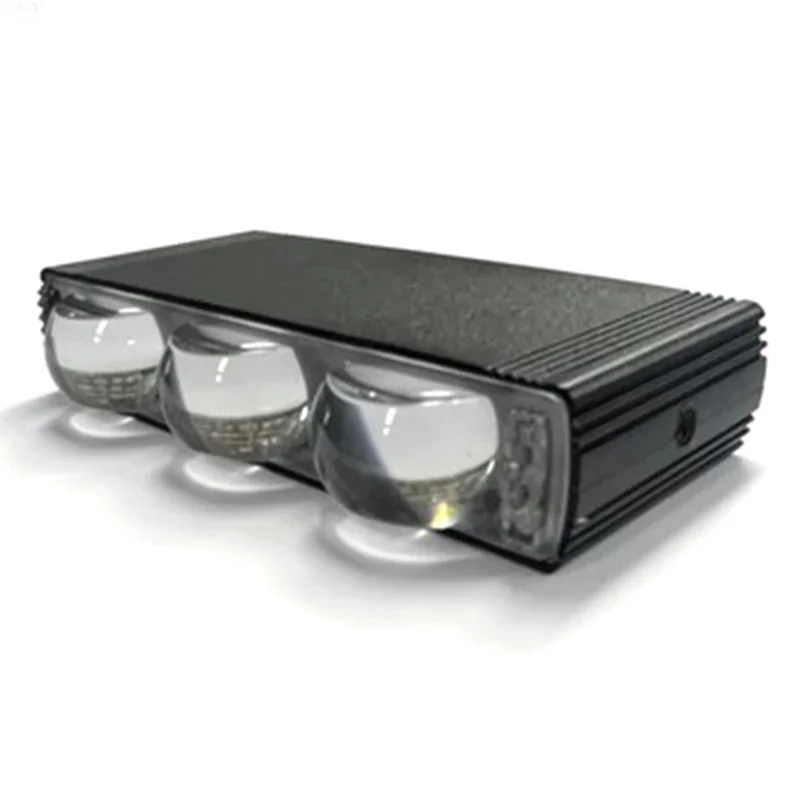 Triple Lens LED Fog Light White + Yellow Light 10W High Low Beam Motorcycle Headlight - Black