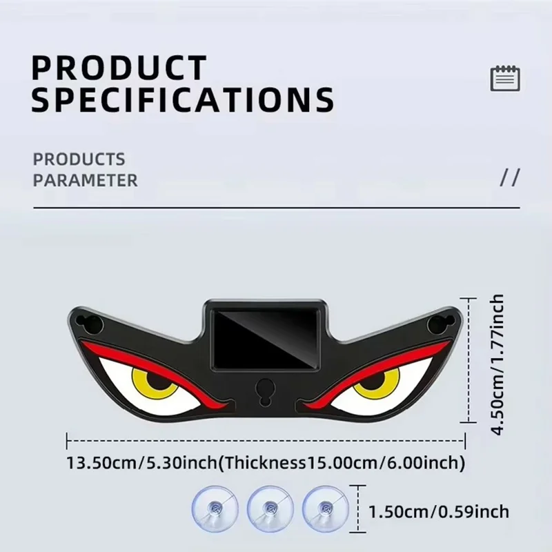 Lámpara LED de Advertencia para Coche con Diseño de Ojos de Diablo, Luz de Ambiente con Energía Solar y Ventosas para Parabrisas - Rojo+Amarillo+Blanco