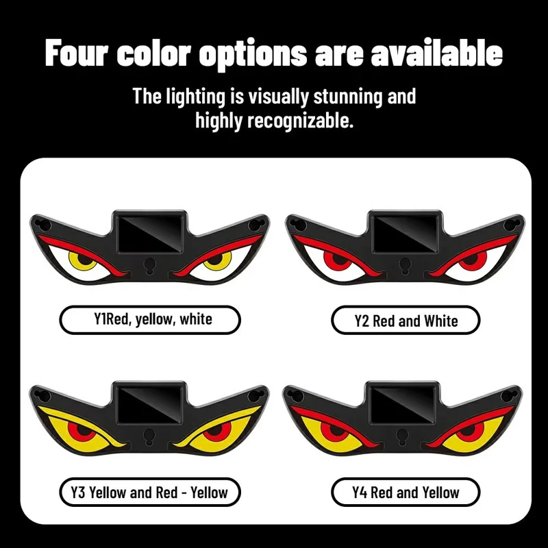 Lámpara LED de Advertencia para Coche con Diseño de Ojos de Diablo, Luz de Ambiente con Energía Solar y Ventosas para Parabrisas - Rojo+Amarillo+Blanco