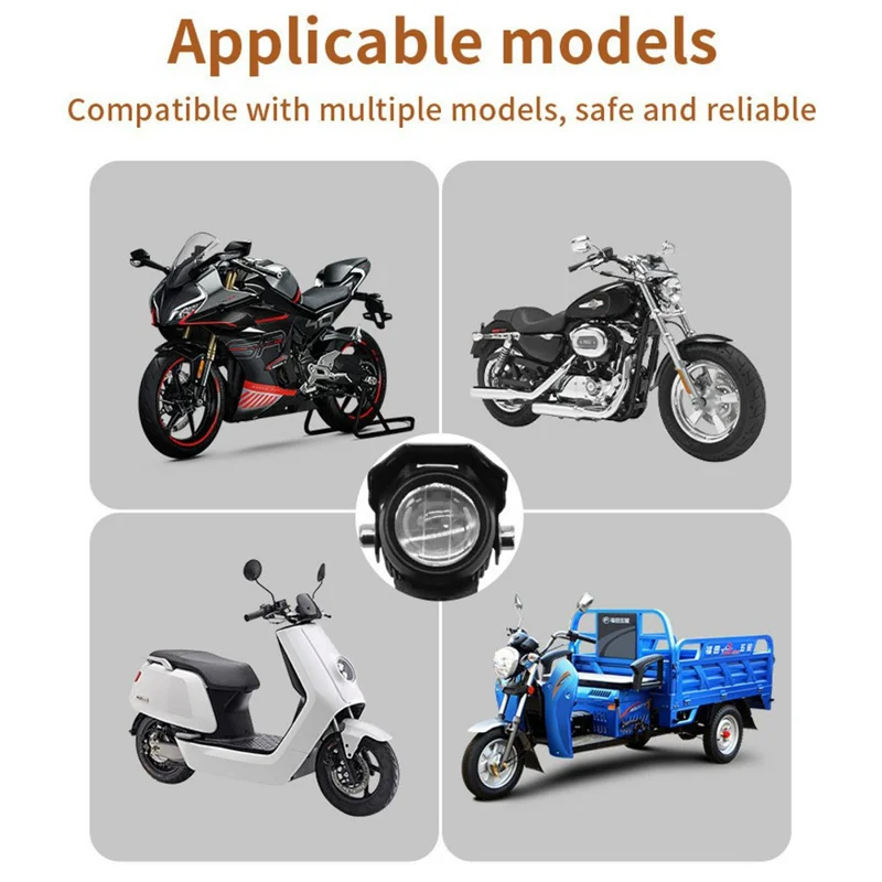 Motorcycle LED Light Dual Color Lens IP67 Waterproof 15W Night Riding Lamp Auxiliary Spotlight Lamp