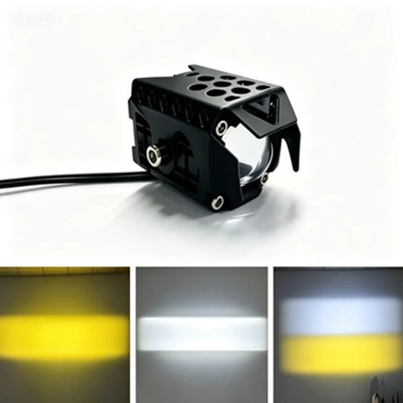18W 6000LM Yellow and White Dual Color LED Auxiliary Light IP67 Waterproof for Car Motorcycle SUV - Black