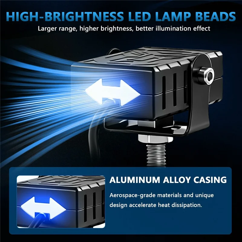 S29 IP67 Waterproof 5 Modes Motorcycle LED Spotlight Red DRL Blue Car Warning Light - Black