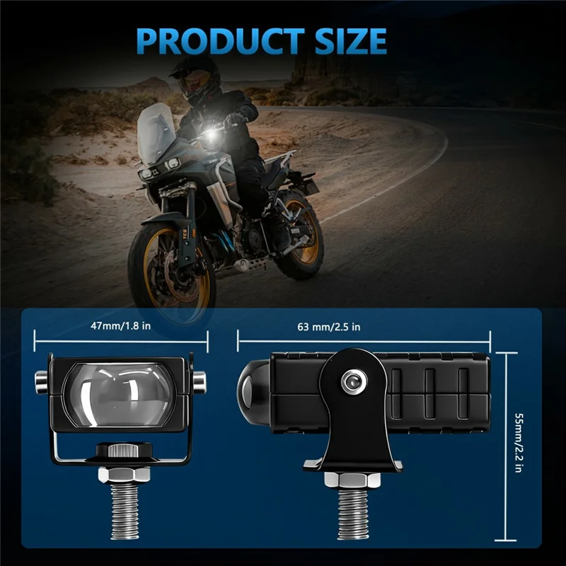 S29 IP67 Waterproof 5 Modes Motorcycle LED Spotlight Red DRL Blue Car Warning Light - Black