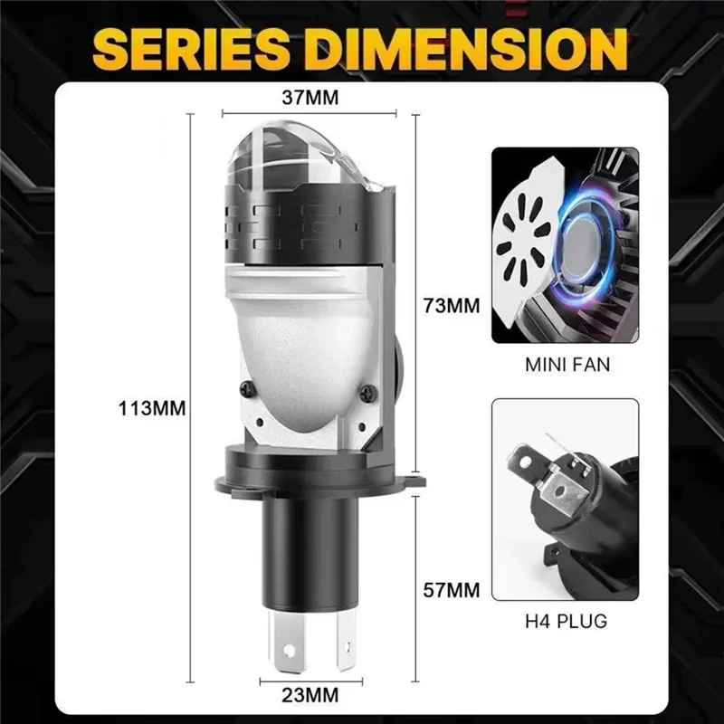 H4 LED Projector Headlight 12-60V 20W IP68 Waterproof High Low Beam Motorcycle Fog Lamp