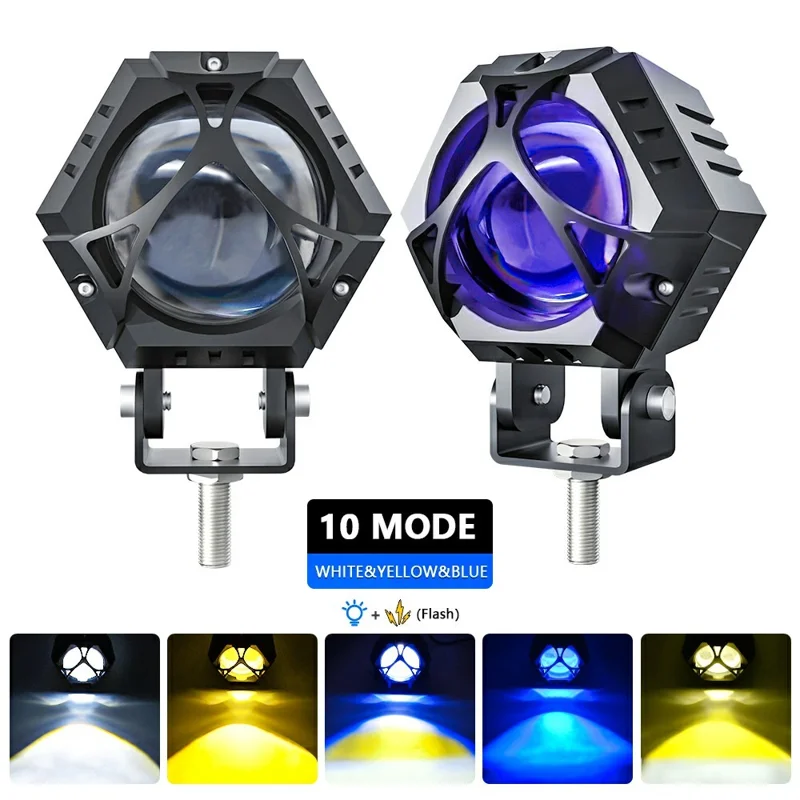 M1 PRO LED Spotlight 10 Lighting Modes IP68 Waterproof Motorcycle Car Headlight for Truck ATV - Black