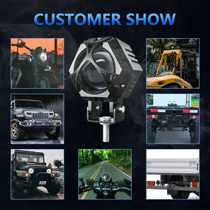 M1 PRO LED Spotlight 10 Lighting Modes IP68 Waterproof Motorcycle Car Headlight for Truck ATV - Black