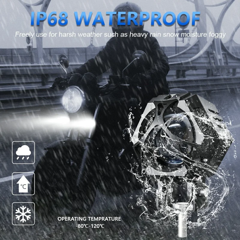 M1 PRO LED Spotlight 10 Lighting Modes IP68 Waterproof Motorcycle Car Headlight for Truck ATV - Black