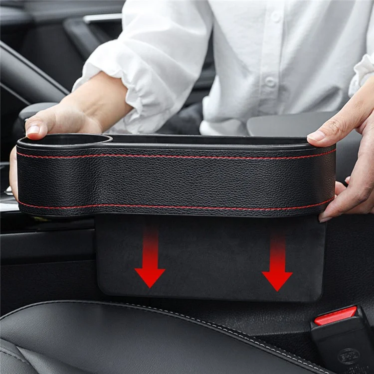 HY-C16 Multifunctional Auto Seat Gap Storage Box Car Cup Holder Seat Organizer - Driver Side/Black