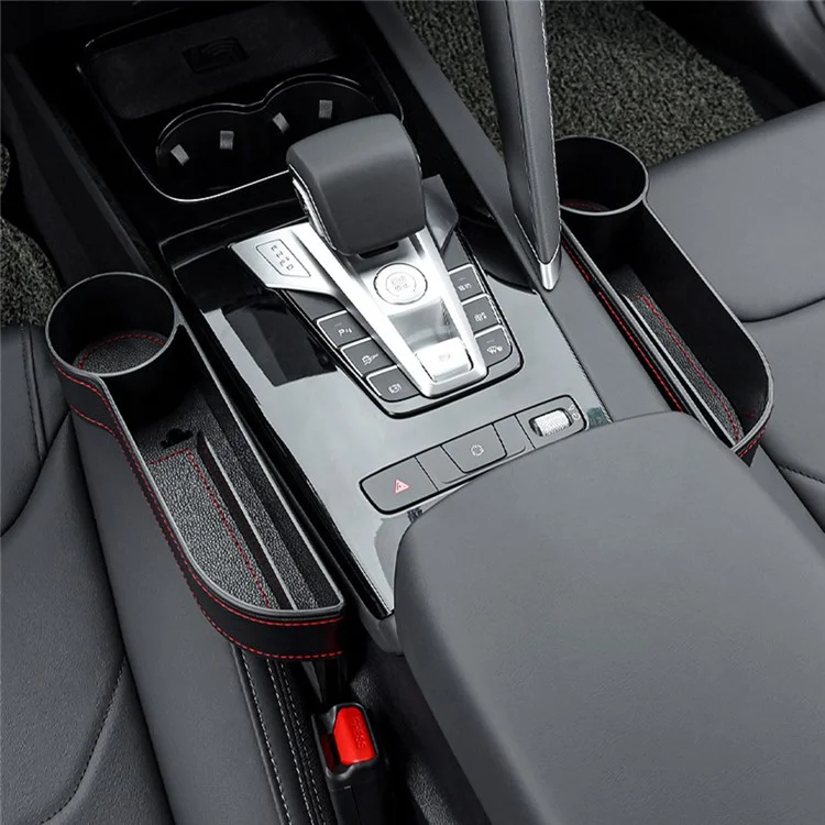 HY-C16 Multifunctional Auto Seat Gap Storage Box Car Cup Holder Seat Organizer - Driver Side/Black