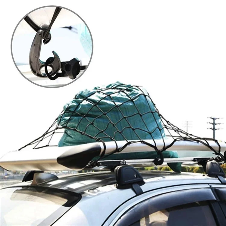 Rede de Carga de Borracha para Picapes Malha de Carro Cordas Rede de Carga Pesada Rack de Teto de Caminhão 120cmx90cm 88 Grades Organizador de Carga com Ganchos
