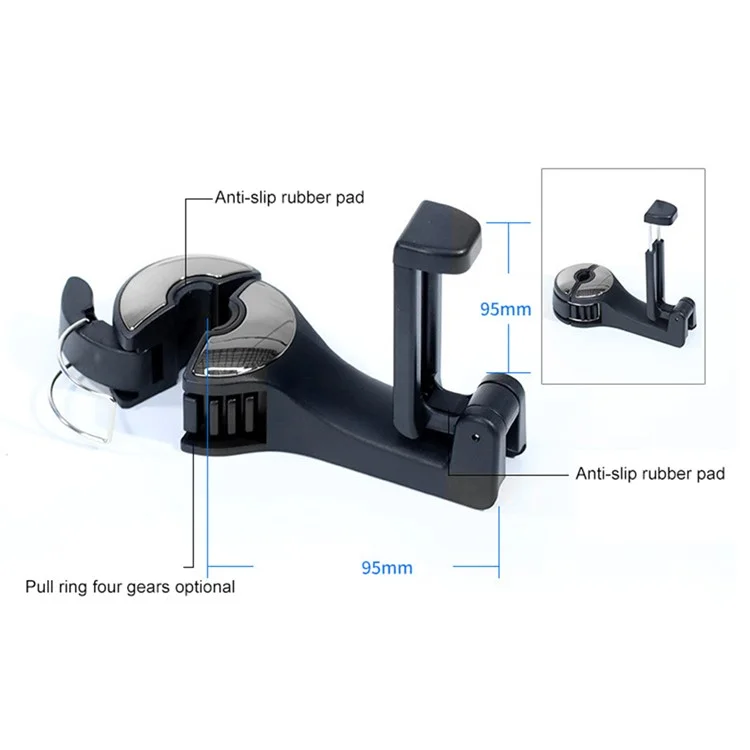 CS-G02 Multifunctional Back Seat Headrest Holder Hanger Holder Hook for Car Vehicle SUV - Silver