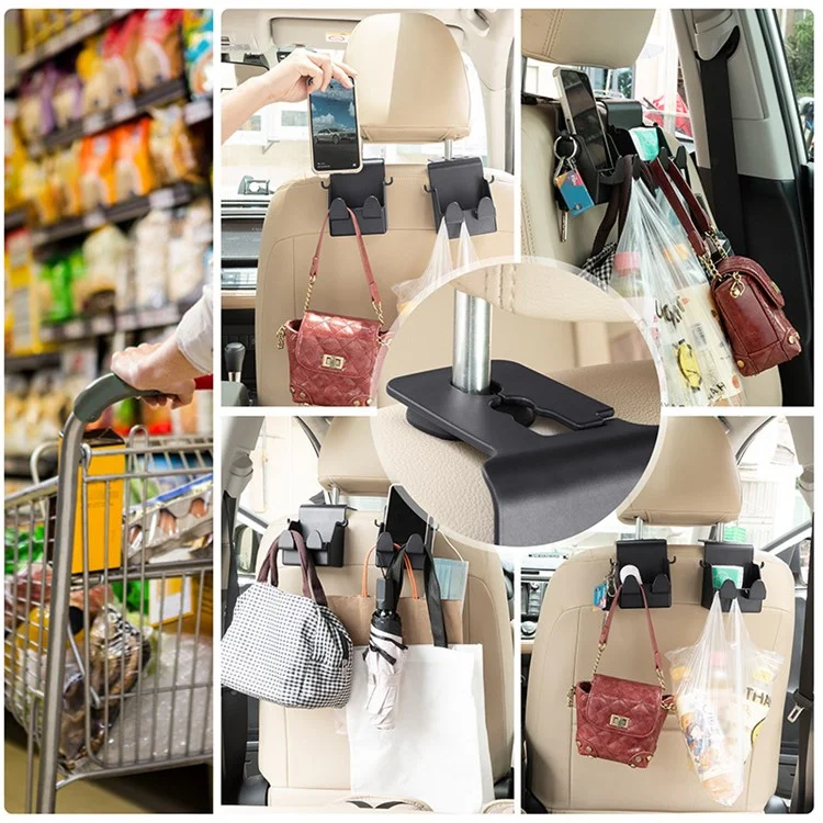 MRLAN LT-889 2 in 1 Car Seat Back Hanger Hooks Storage Box Organizer Mobile Phone Purse Hanging Holder