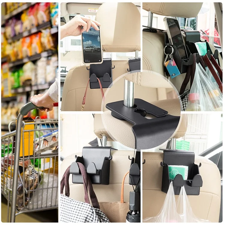 MRLAN LT-889 2 in 1 Car Seat Back Hanger Hooks Storage Box Organizer Mobile Phone Purse Hanging Holder