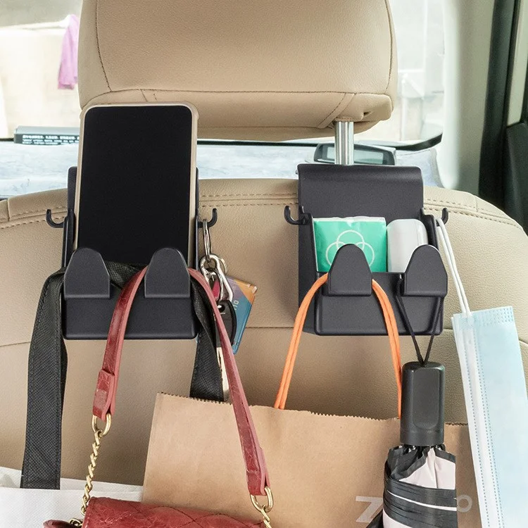 MRLAN LT-889 2 in 1 Car Seat Back Hanger Hooks Storage Box Organizer Mobile Phone Purse Hanging Holder
