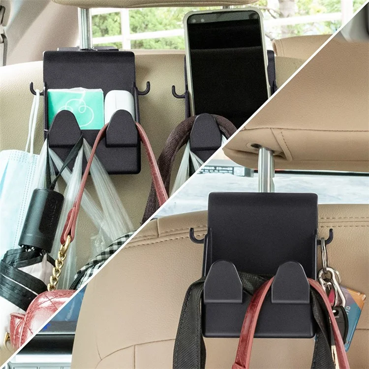 MRLAN LT-889 2 in 1 Car Seat Back Hanger Hooks Storage Box Organizer Mobile Phone Purse Hanging Holder