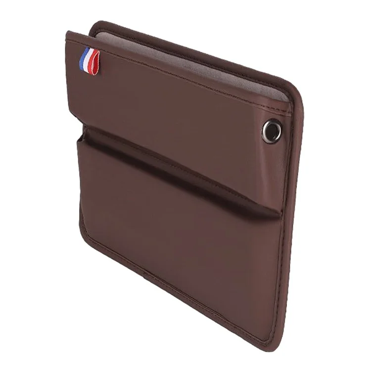 Car Seat Slit Gap Pocket Organizer PU Leather Multifunctional Driver Seat Gap Filler Storage Box - Coffee